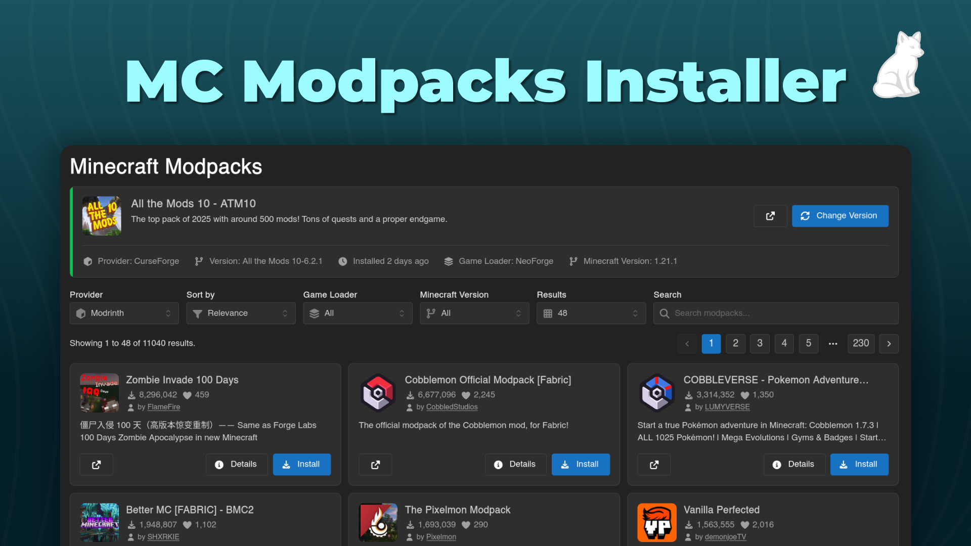MC Modpacks Manager for Calagopus